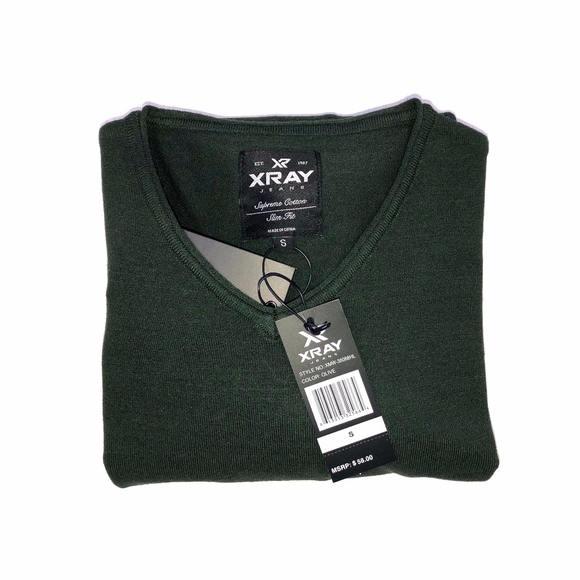 XRAY V-Neck Olive Sweater - Picture 4 of 4